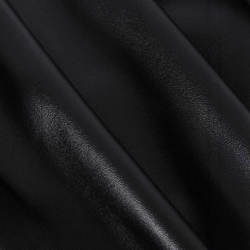 Front Split Leather Skirt Formal Office Work High Waist Sheath midi black Skirt - EX-STOCK Canada