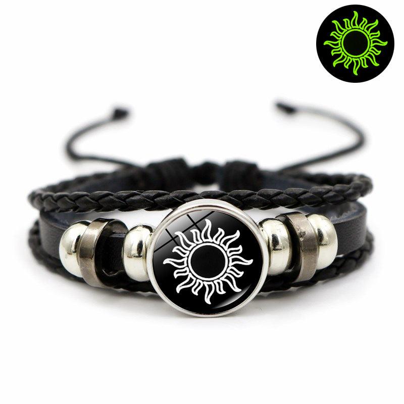 Bracelet en cuir pour couple d'amoureux du soleil et de la lune lumineux - EX-STOCK Canada