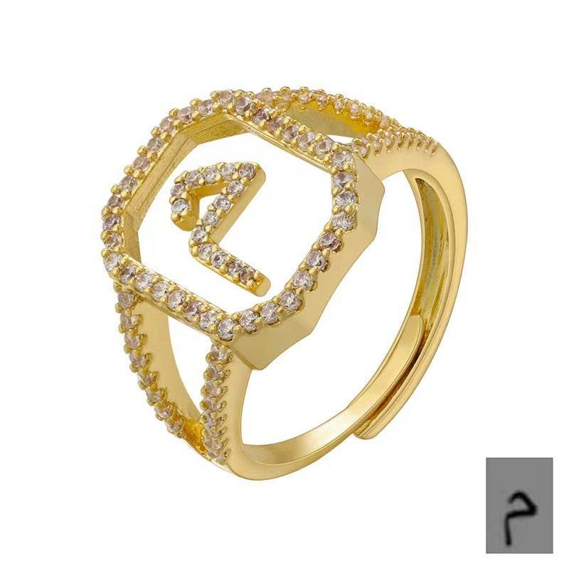 Fashion Micro Inlaid Zircon Arab Letters Ring for women - EX-STOCK Canada