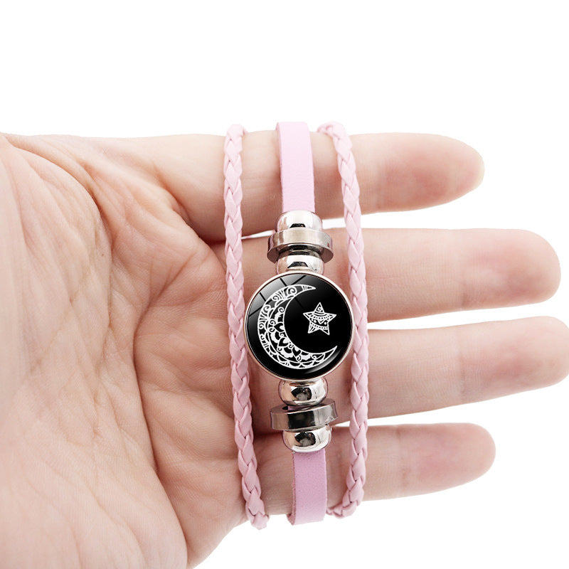 Pulsera de Cuero para Parejas Amantes del Sol y la Luna Luminosa - EX-STOCK Canada