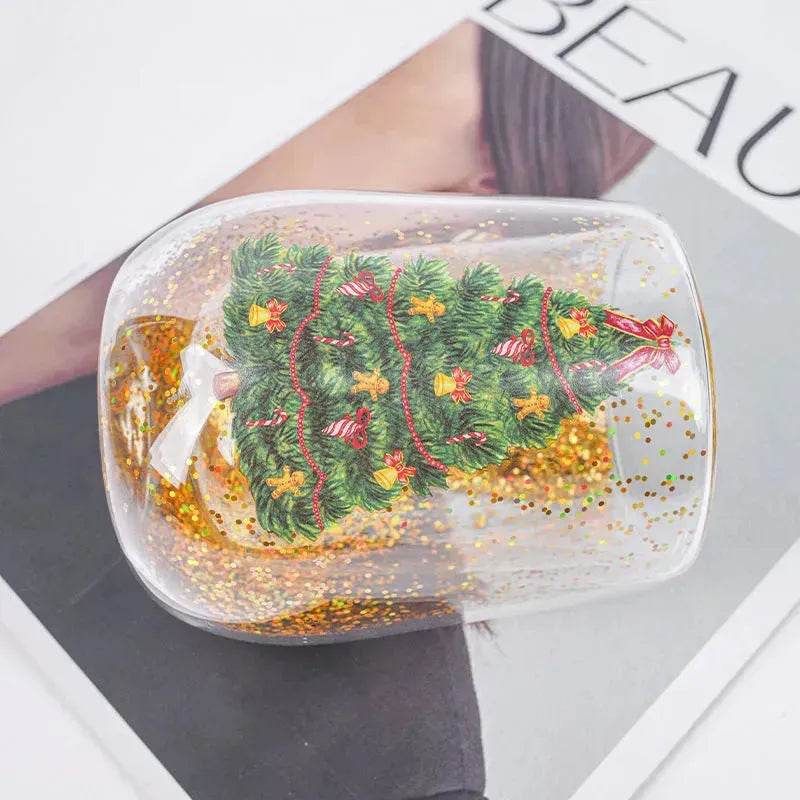 Christmas Tree Cups Heat Resistant Double Layer Household Cartoon Tumbler Gift Idea - EX-STOCK Canada