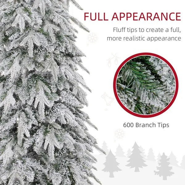6ft Pencil Flocked Artificial Christmas Tree With 600 Branch Tips, Auto Open And Steel Base, Green EX-STOCK Canada