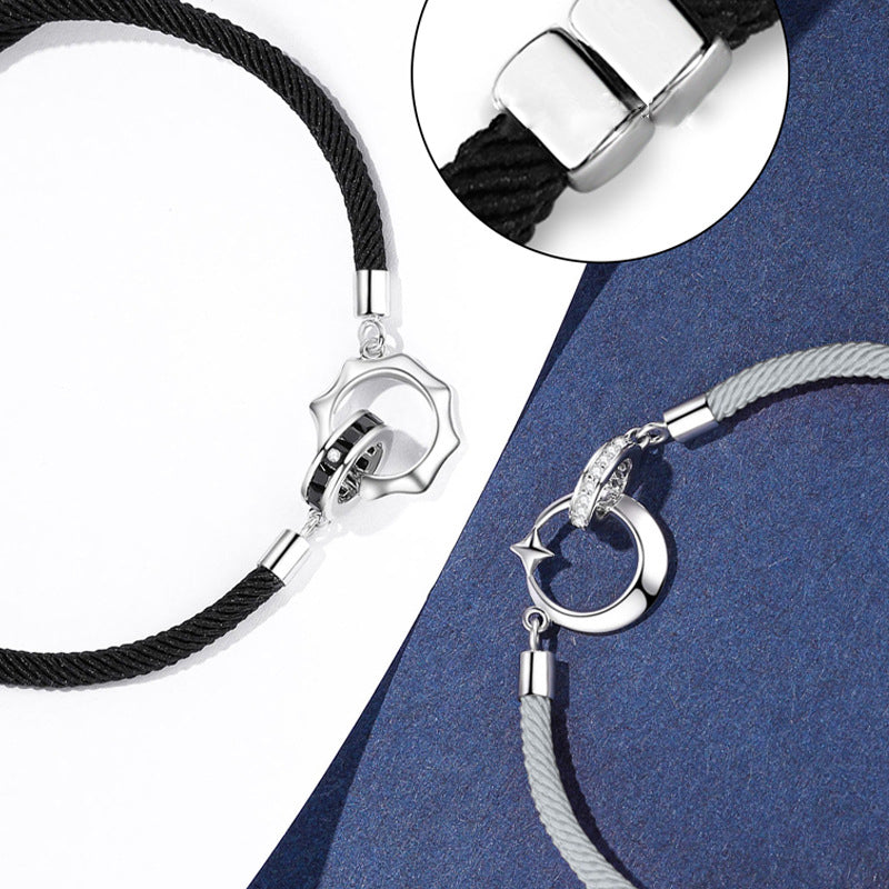 Bracelet Couple Soleil Lune Gravure Niche - EX-STOCK Canada