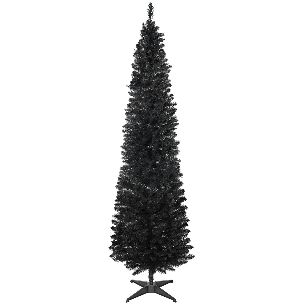 7FT Artificial Christmas Tree, Pencil Christmas Tree With Realistic Branches, Stable Stand, Black EX-STOCK Canada