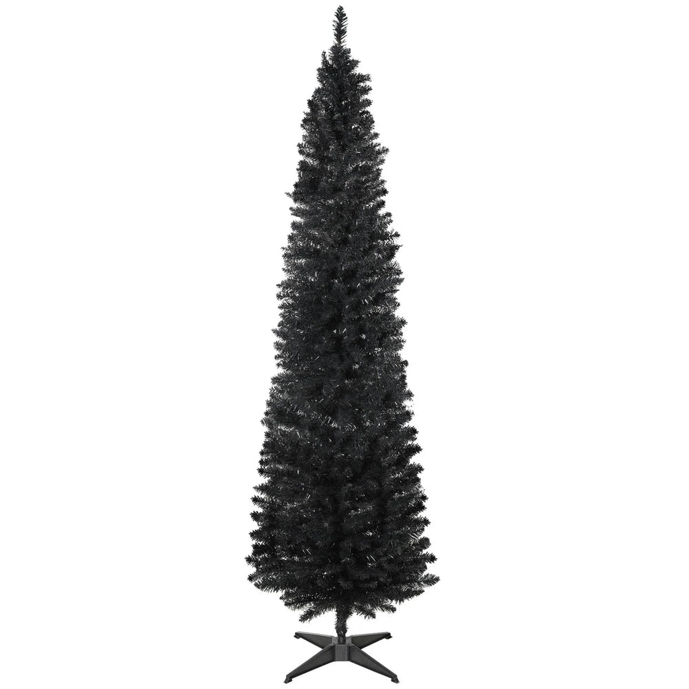 7FT Artificial Christmas Tree, Pencil Christmas Tree With Realistic Branches, Stable Stand, Black EX-STOCK Canada