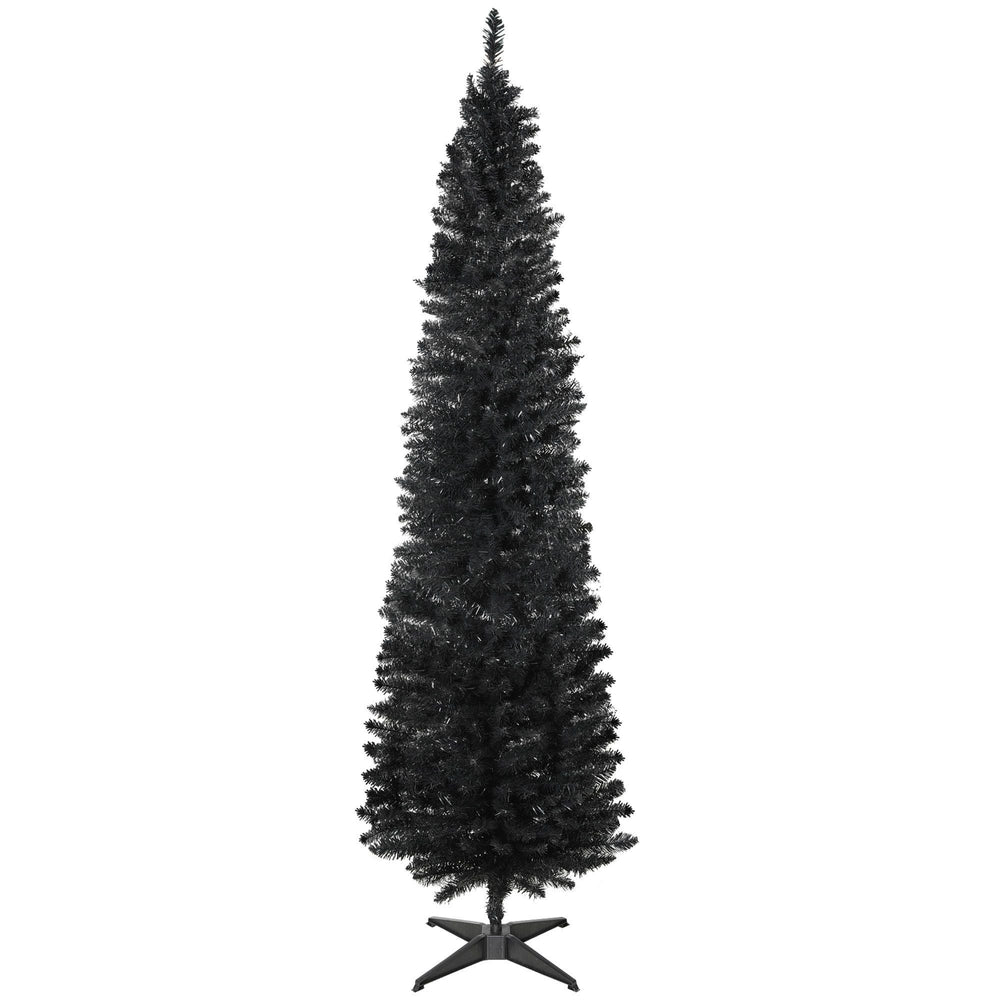 7FT Artificial Christmas Tree, Pencil Christmas Tree With Realistic Branches, Stable Stand, Black EX-STOCK Canada