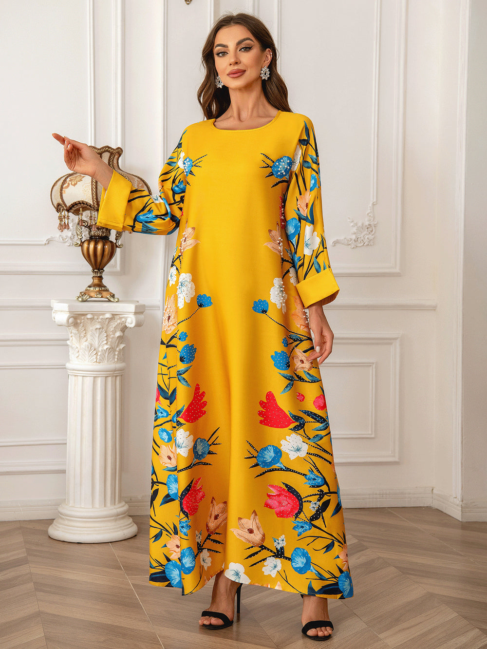 Robe Abaya Musulmane pour Femme imprimée à diamants chauds de mode de Dubaï - EX-STOCK Canada