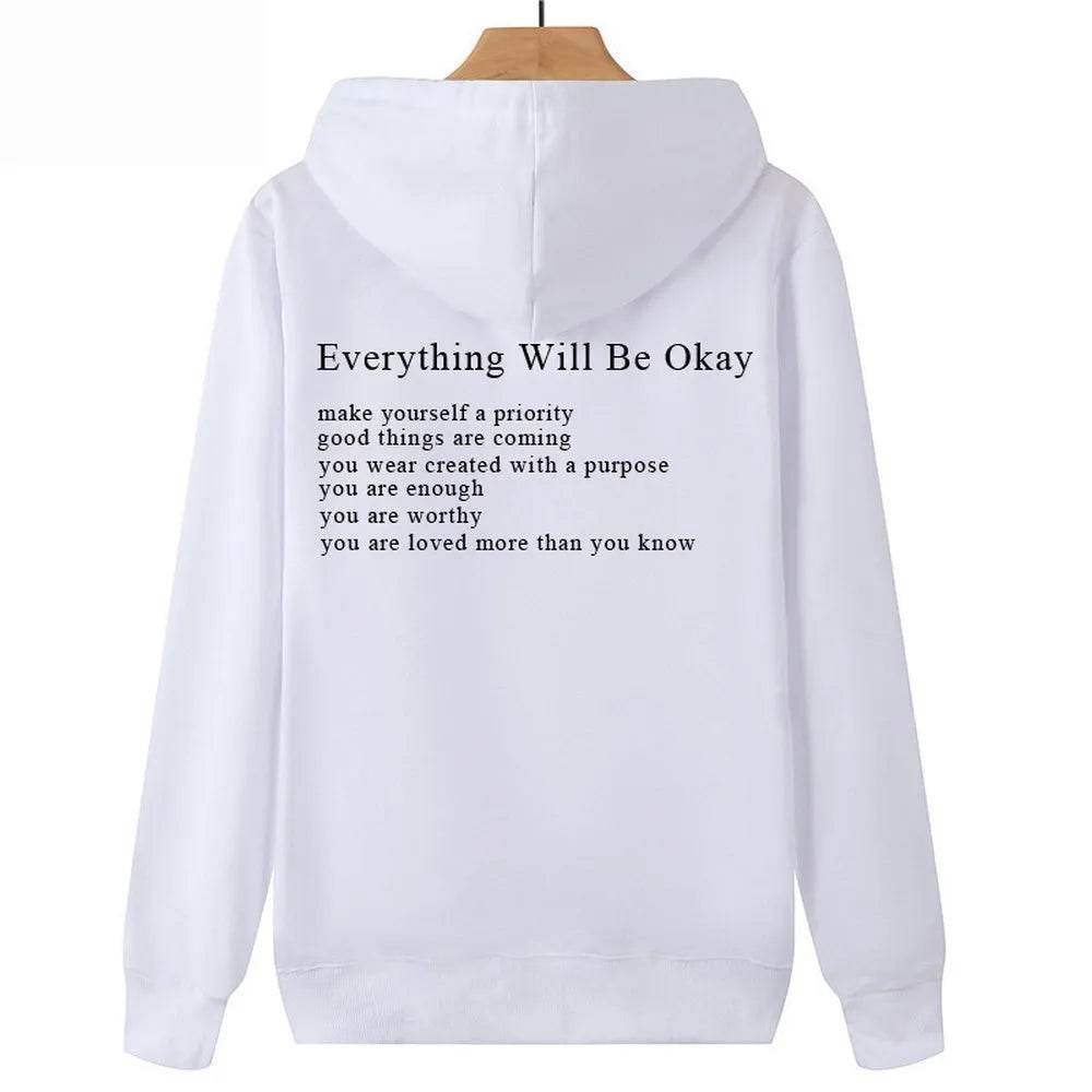 Everything Will Be Okay Loose Casual Men's And Women's Korean Version Loose Round Neck Top - EX-STOCK Canada