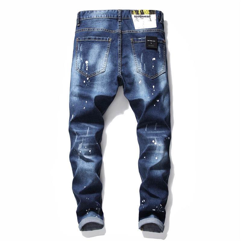 men jeans famous D2 Men slim jeans pants mens denim trousers zipper blue hole Pencil Pants - EX-STOCK Canada