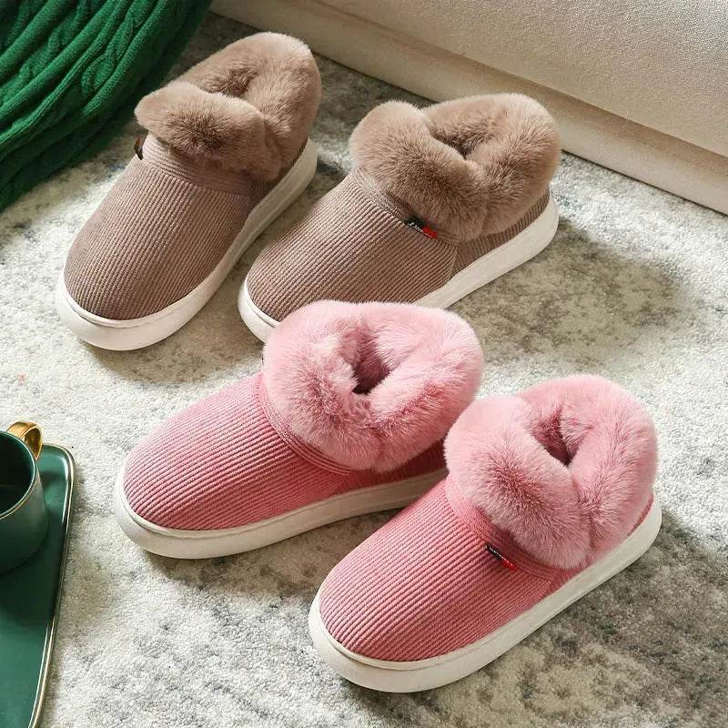 Winter Plush Cotton Shoes For Men And Women Cozy Fluffy Corduroy House Slippers Warm Slip On Fleece House Shoes - EX-STOCK Canada