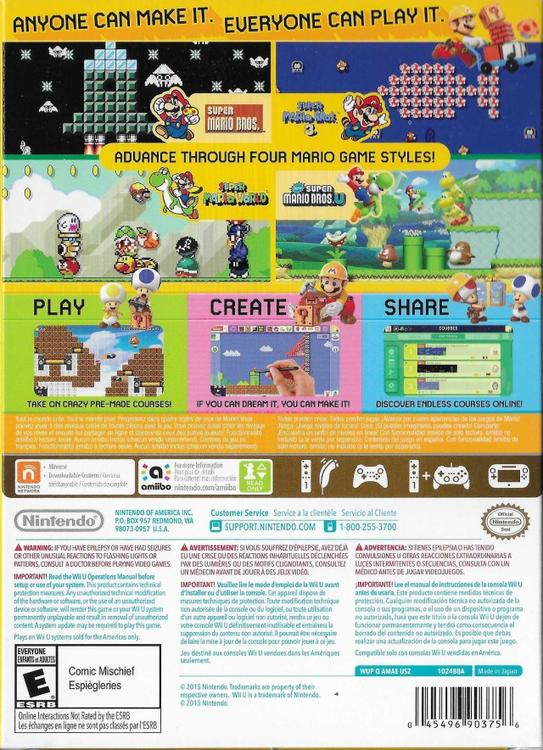 SUPER MARIO MAKER ( Boîte de carton et livret NON inclus )