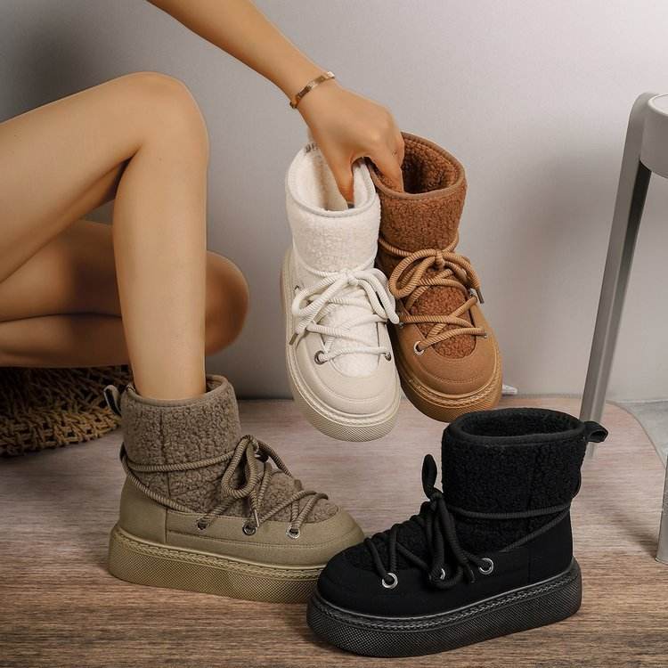 Plus Size Platform Cross Strap Snow Boots - EX-STOCK Canada