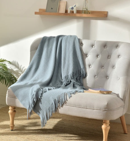 Fringed Knitted Small Blanket Napping Blanket Sofa Blanket EX-STOCK Canada