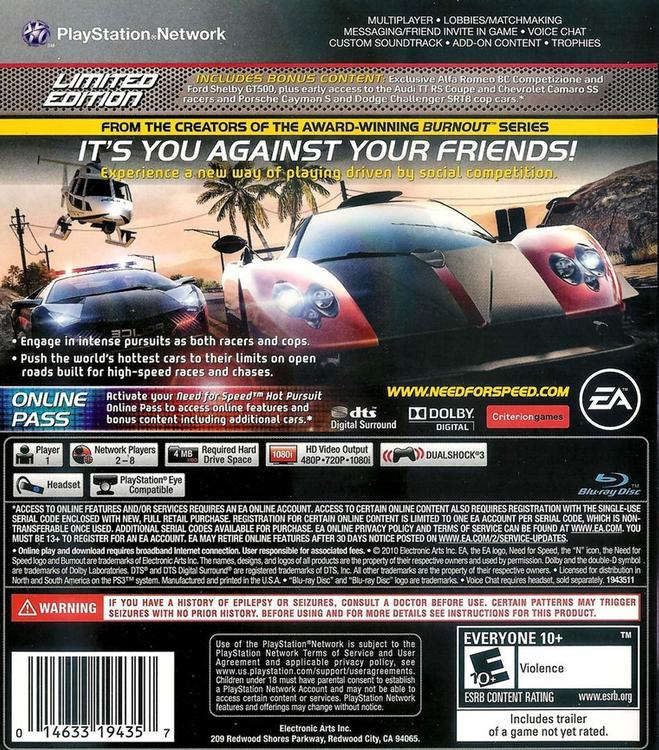 NEED FOR SPEED - HOT PURSUIT - édition limitée