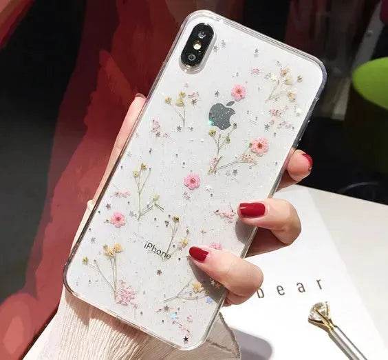 Dried flower epoxy silicone phone case - EX-STOCK Canada
