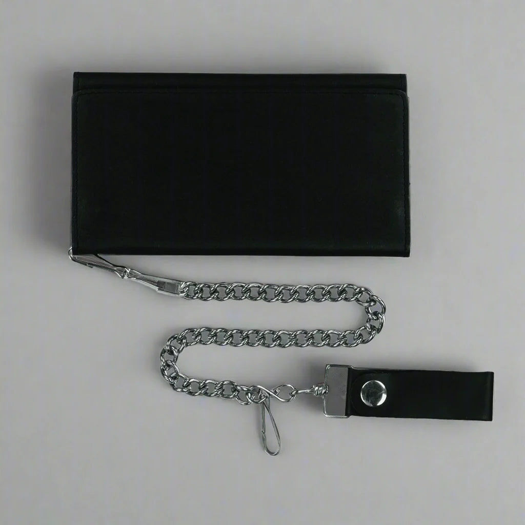 Cartera trifold de cuero con cadena para hombre Open RoadEX-STOCK Canada