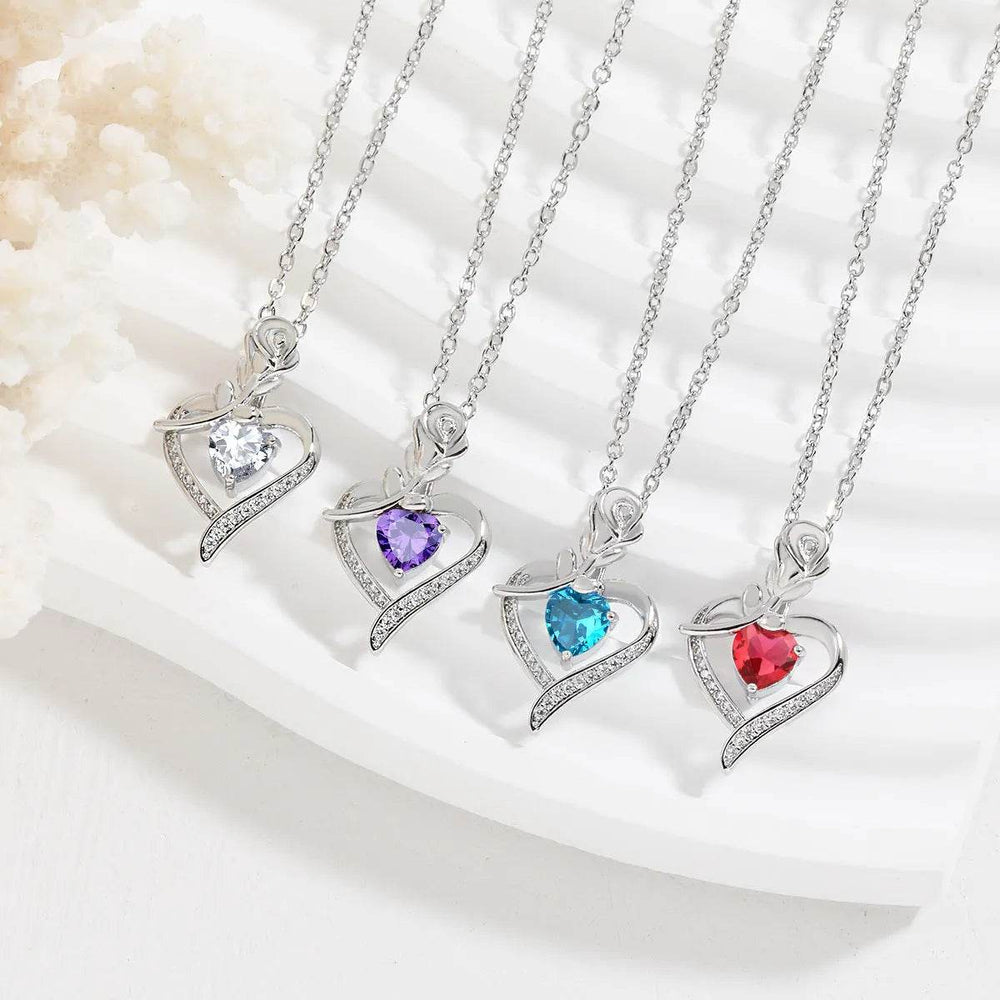 Rose Heart-shaped Necklace With Rhinestones Fashion Everlasting Flower Love Necklace For Women Valentine's Day Gift - EX-STOCK Canada