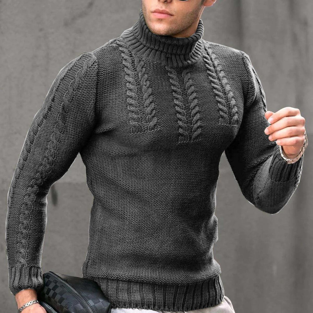 Pull ras-du-cou torsadé à manches longues pour hommes avec couvre-tête thermiqueEX-STOCK Canada