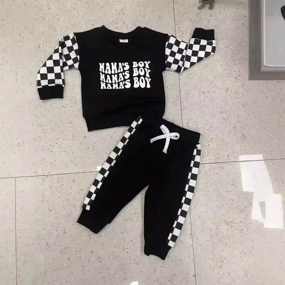 Children Plaid Printed Long-sleeve Sweater Set Casual baby outfit for Boys Baby two piece for boys - EX-STOCK Canada
