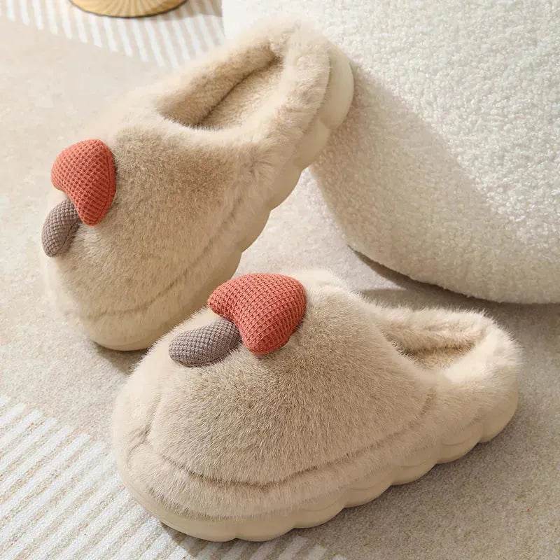 Cute Mushroom Cotton Slippers For Women Thick-soled Autumn And Winter Plush Slipper Indoor Non-slip Eva Household Furry Shoes - EX-STOCK Canada