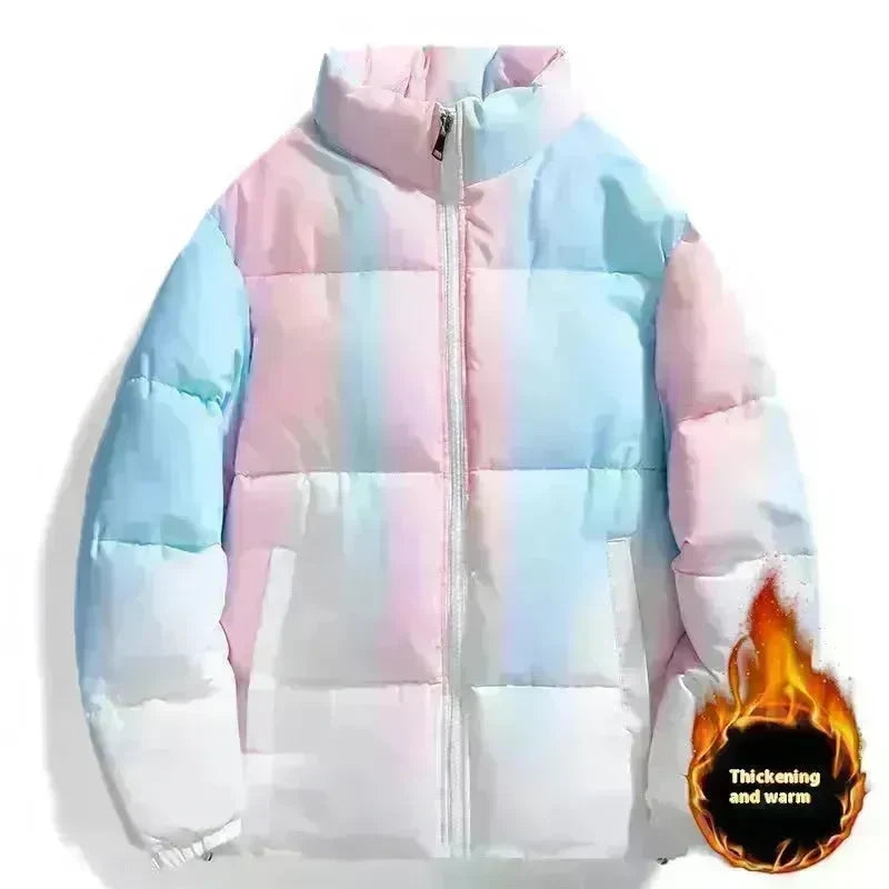 Fashion Stand-up Collar Gradient Coat Couples Winter Warm Plush Thickened Jacket With Pockets Loose Outwear Top For Women Men Clothing - EX-STOCK CANADA