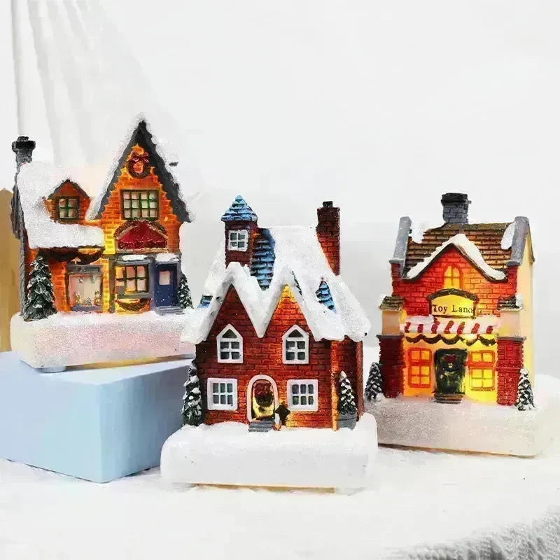 Christmas Decorations Resin Small House Luminous Ornaments - EX-STOCK CANADA