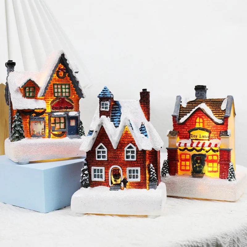 Christmas Decorations Resin Small House Luminous Ornaments - EX-STOCK Canada