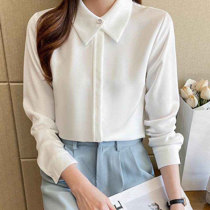 Formal Business Chiffon Blouse Women Long Sleeve White blouse shirt Tops - EX-STOCK Canada