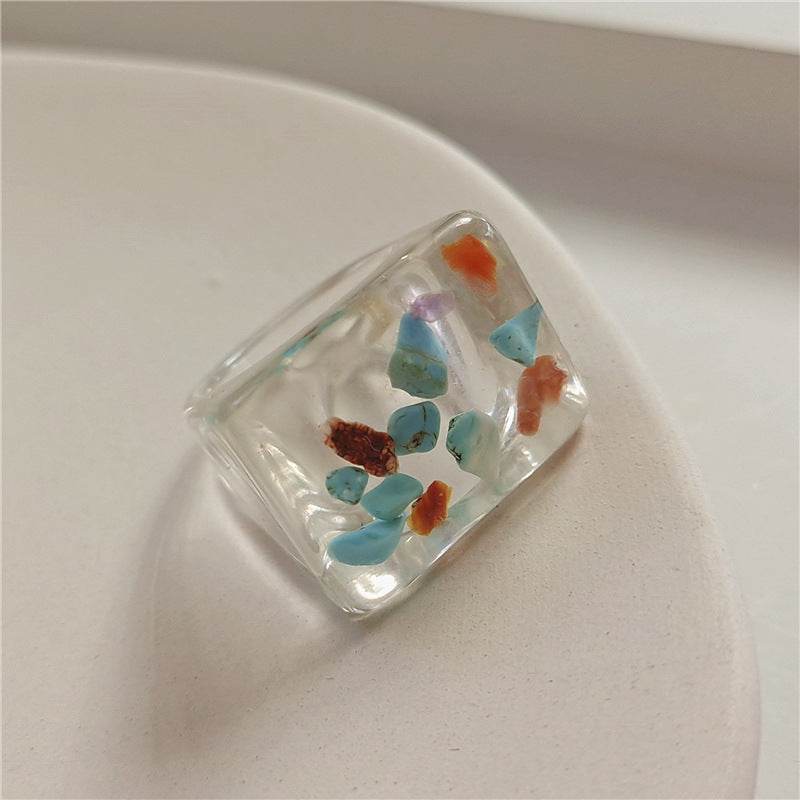 New Transparent Resin Ring Fruit Square Ring Acrylic Ring - EX-STOCK Canada