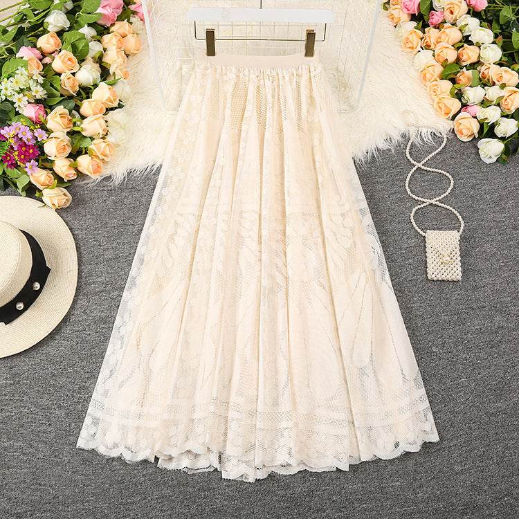 Spring Summer Women's Lace Flowy Midi Skirt - EX-STOCK Canada