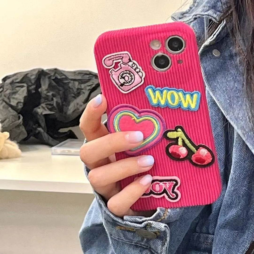 Embroidered Love Cherry Patch iphone Case women - EX-STOCK Canada