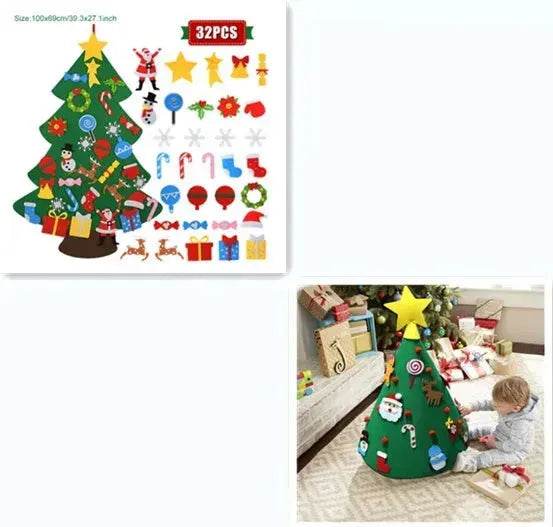 DIY Felt Christmas Tree New Year Toddler Kids Handmade Gift Toys Door Wall Hanging Ornaments Holiday Party Home Decor Set - EX-STOCK Canada