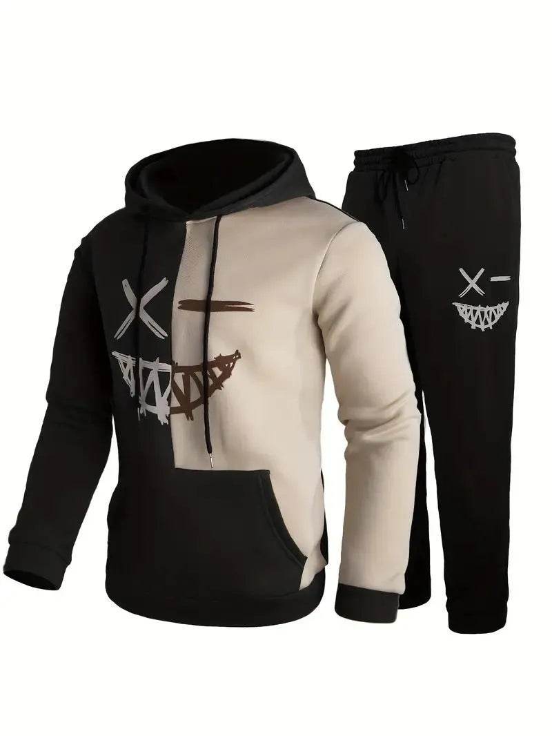 Casual Classic Plaid Long Sleeve Sweatshirt Hoodie set Suit men - EX-STOCK Canada