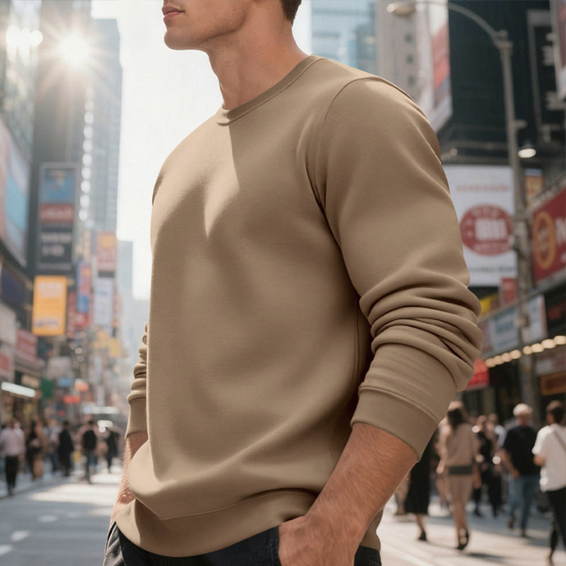 Fleece-lined Crew Neck Sweater Male Loose Casual Top EX-STOCK Canada