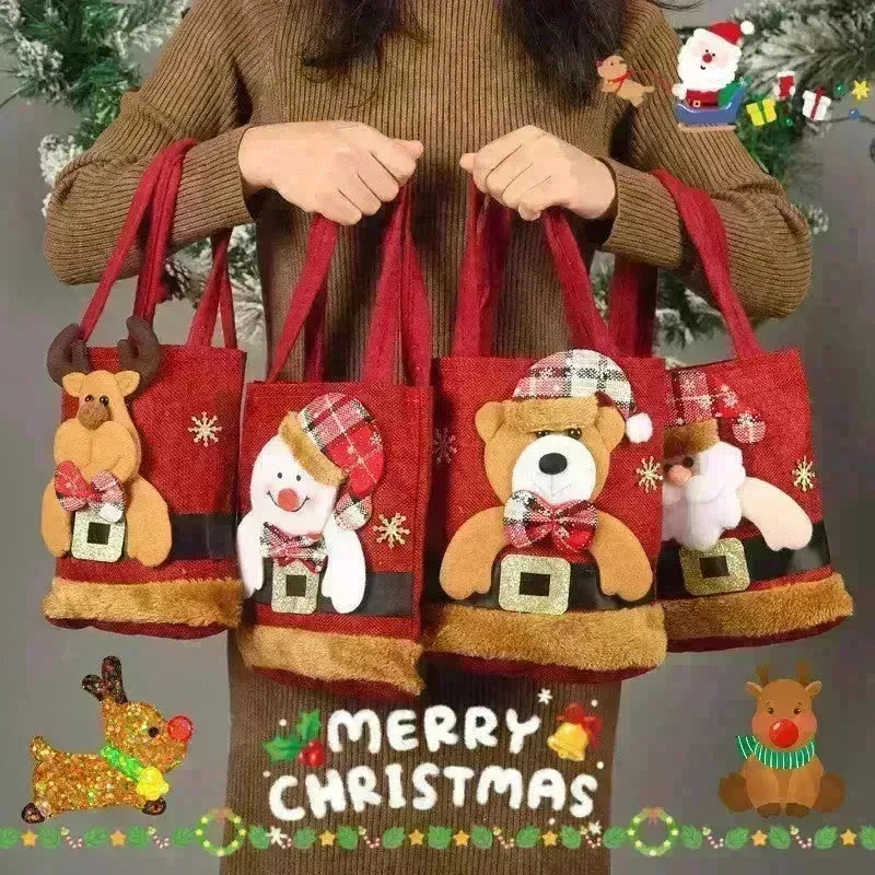 Christmas Candy Gift Tote Bag For Kids Funny Creative Santa Claus Elk Snowman Bear Handbag Small Christmas Tree Decoration Bags - EX-STOCK CANADA
