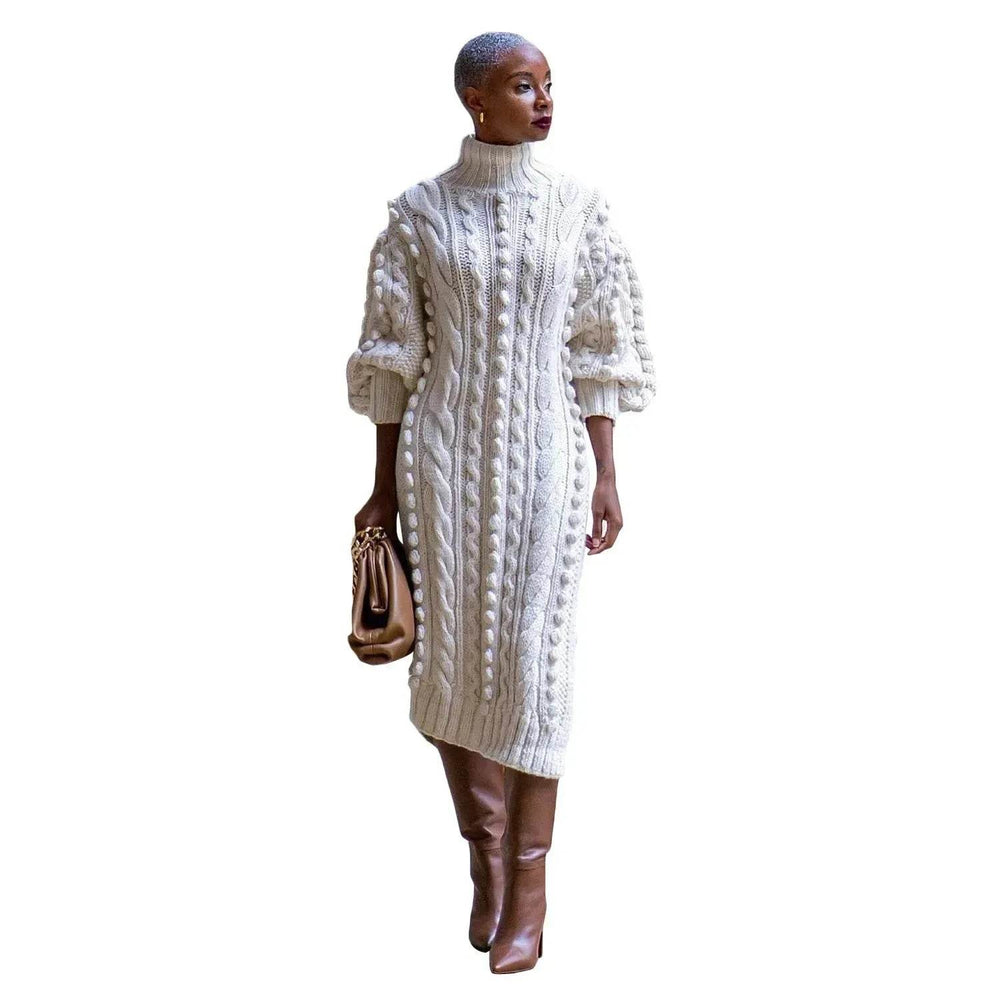 Buy Cashmere Winter Split Turtleneck knitted Midi Thick Sweater Dress - EX-STOCK Canada