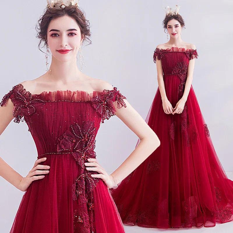 Fashionable Red One-shoulder Wedding Toast Dinner Annual Party Bridesmaid Dress Skirt EX-STOCK Canada