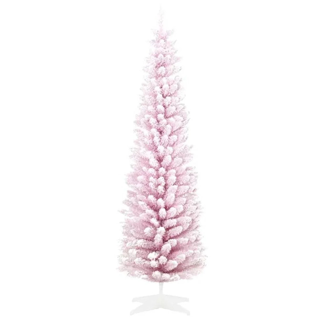 6ft Flocked Christmas Tree, Pencil Artificial Christmas Tree With Realistic Branches EX-STOCK Canada