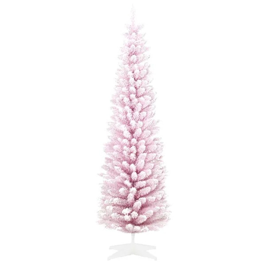 6ft Flocked Christmas Tree, Pencil Artificial Christmas Tree With Realistic Branches EX-STOCK Canada