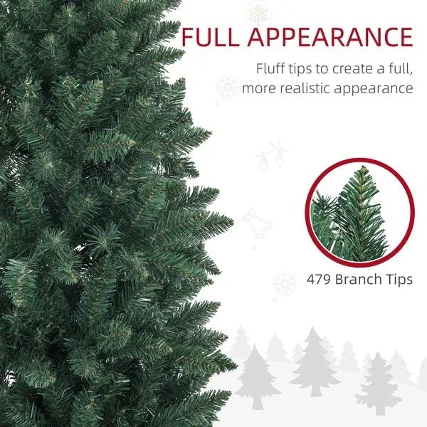 6ft Tall Pencil Artificial Christmas Tree With 479 Branch Tips With Steel Base, Green EX-STOCK Canada