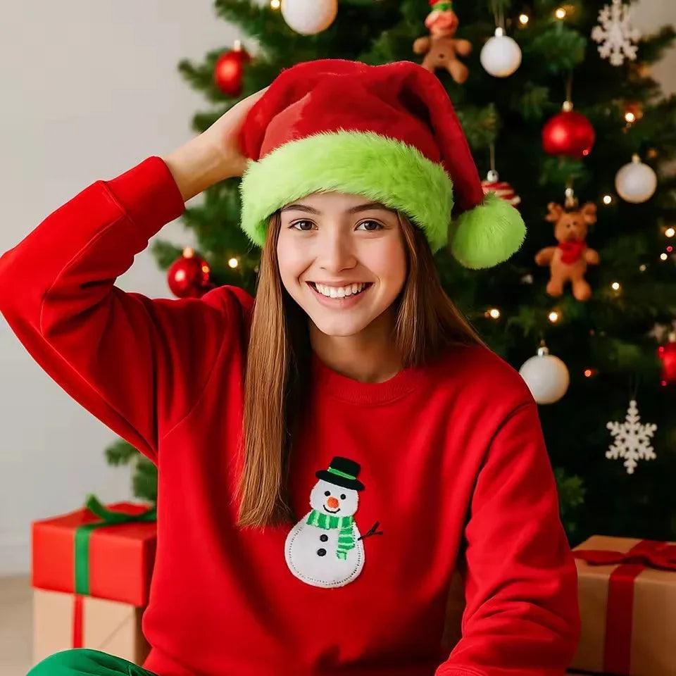 Chapeaux de Père Noël en peluche Chapeau de Noël en velours Chapeau de vacances de Noël en peluche épaissi avec doublure pour fête festive du Nouvel AnEX-STOCK Canada