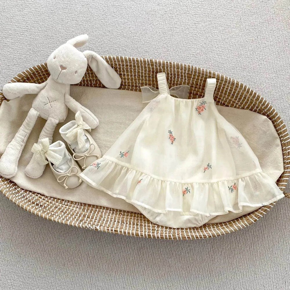 Newborn baby girl Embroidered Mesh Baby Bloomer With Skirt Infant baby Casual dress for baby girl - EX-STOCK Canada