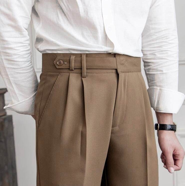 Spring And Autumn Naples Design Mid-high Waist Straight leg British Crisp Anti-wrinkle Business Office Professional Work trouser for men - EX-STOCK Canada