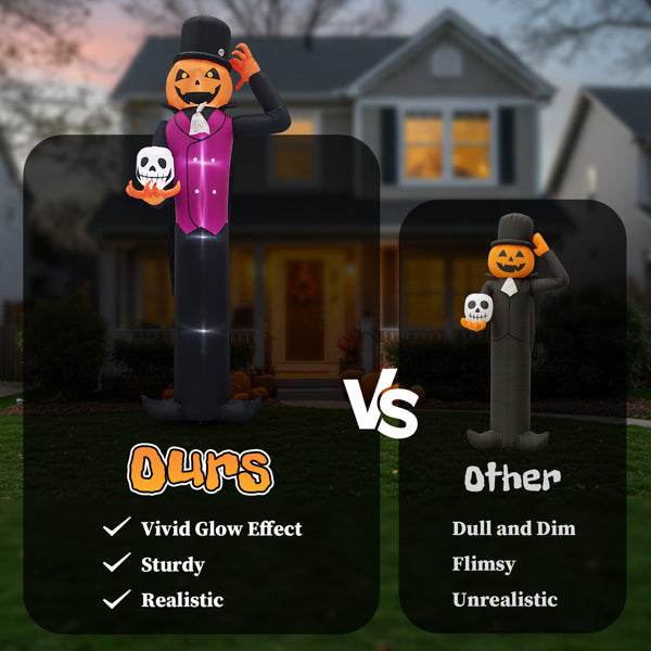 12ft Caped Pumpkin Man, Halloween Inflatable Decoration 12V - EX-STOCK Canada