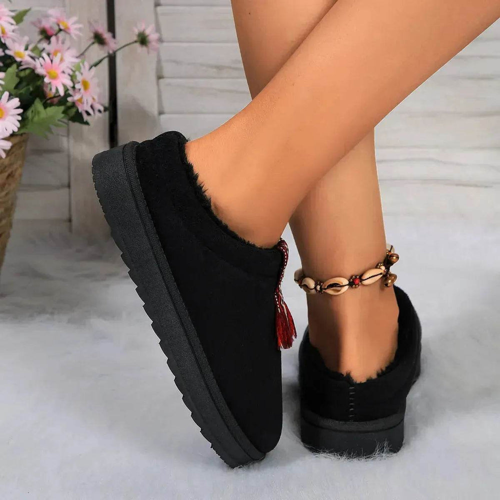 Winter Plush Home Slippers Fashion Round Toe Flat Suede Garden Shoes Indoor Warm Floor Bedroom Slipper For Women - EX-STOCK Canada