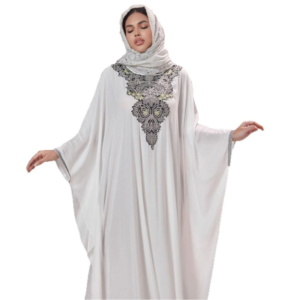 Plus Size Women's Middle East Muslim Robe Machine Embroidery Stitching Lace Dress - EX-STOCK Canada