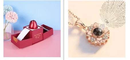 Hot Valentine's Day Gifts Metal Rose Jewelry Gift Box Necklace For Wedding Girlfriend Necklace Gifts - EX-STOCK Canada