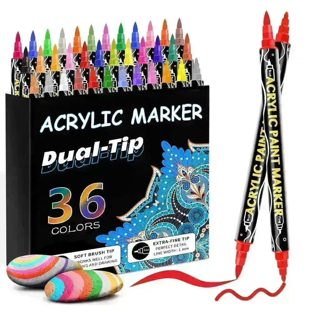 Acrylic Marker Pen Double-headed Stackable Water-based Paint Brush Paint Marker and Highlighter - EX-STOCK CANADA