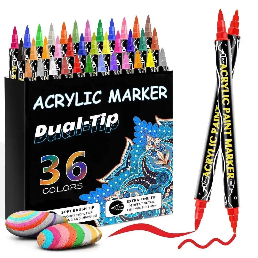 Acrylic Marker Pen Double-headed Stackable Water-based Paint Brush Paint Marker and Highlighter - EX-STOCK Canada