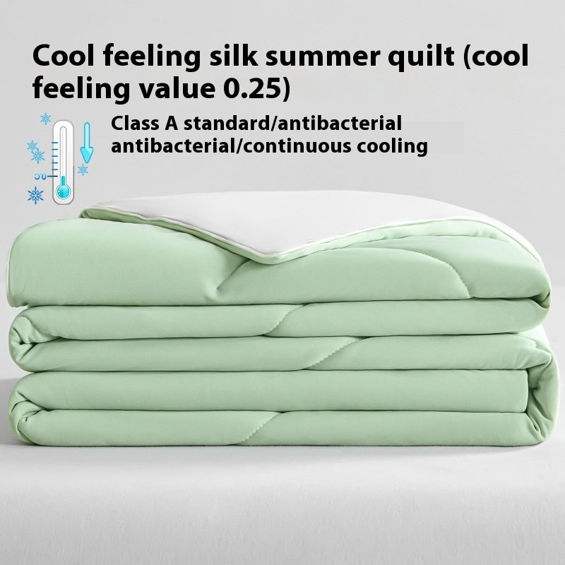 Pure Color Cool Silk Summer Blanket Airable Cover Single Double Summer Ice Cream Ice Silk Summer Quilt Machine Washable Thin Duvet EX-STOCK Canada